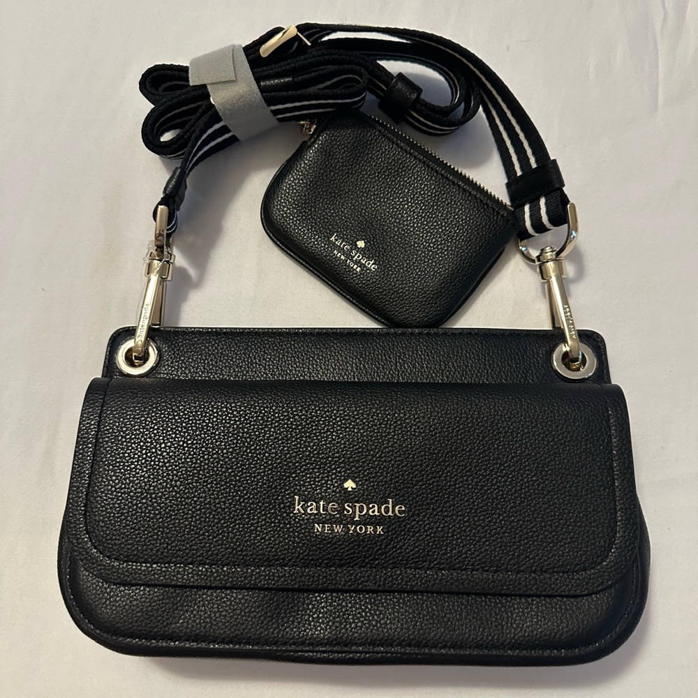 Kate Spade Rosie Flap Crossbody Solid Black Leather K4792
